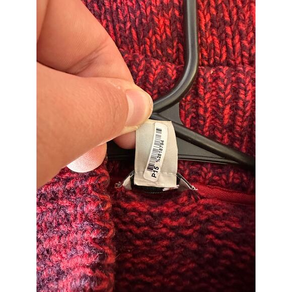 L.L. Bean 100% Lambswool Full Double Zip Knit Cardigan Sweater Size S Red Winter - Picture 8 of 13